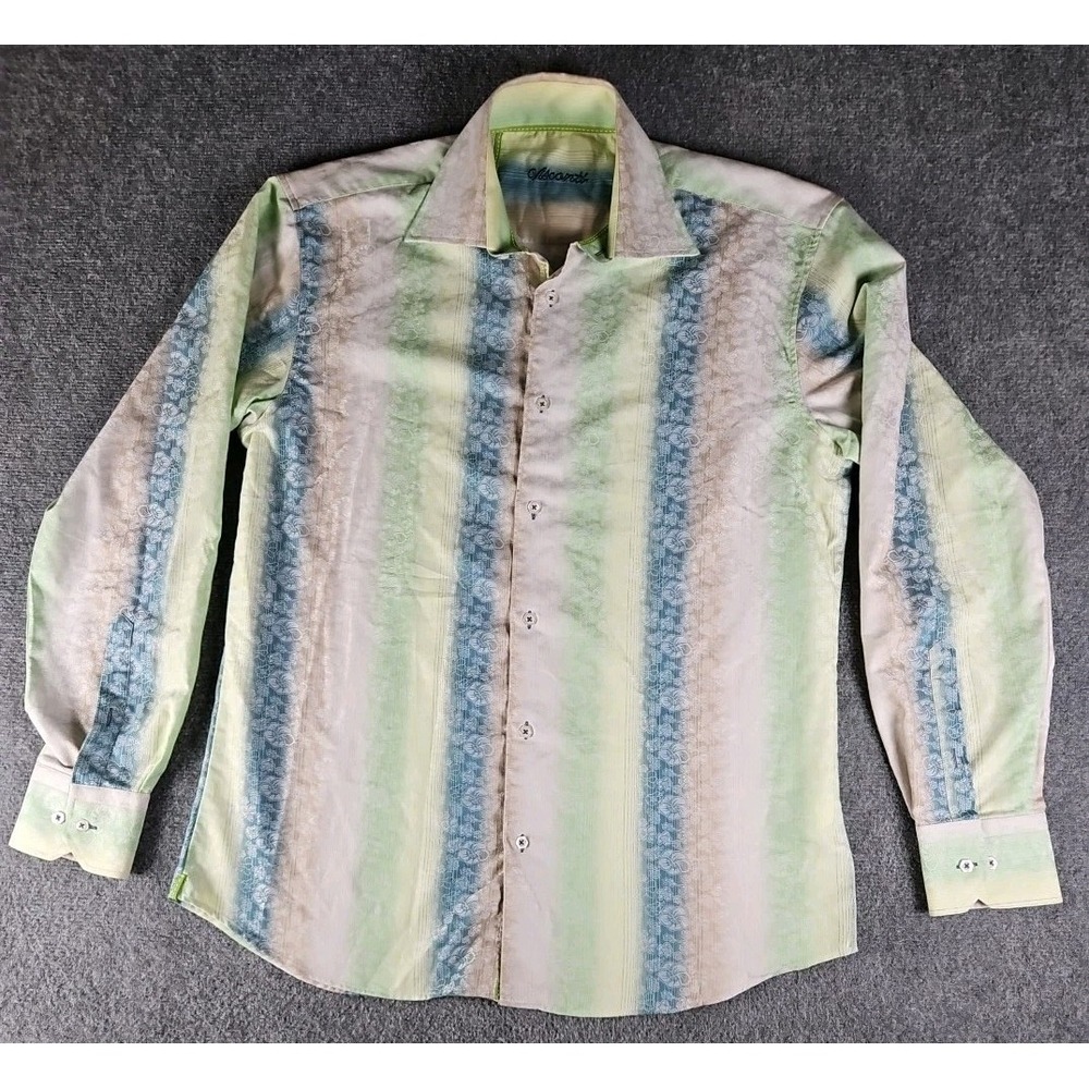VISCONTI Mens Size Medium Long Sleeve‎ Button Down Shirt Abstract Perfect 1362